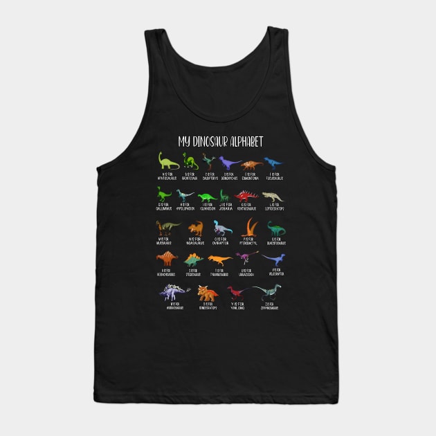 Types Of Dinosaurs Alphabet A-Z ABC Dino Identification Tank Top by masterpiecesai